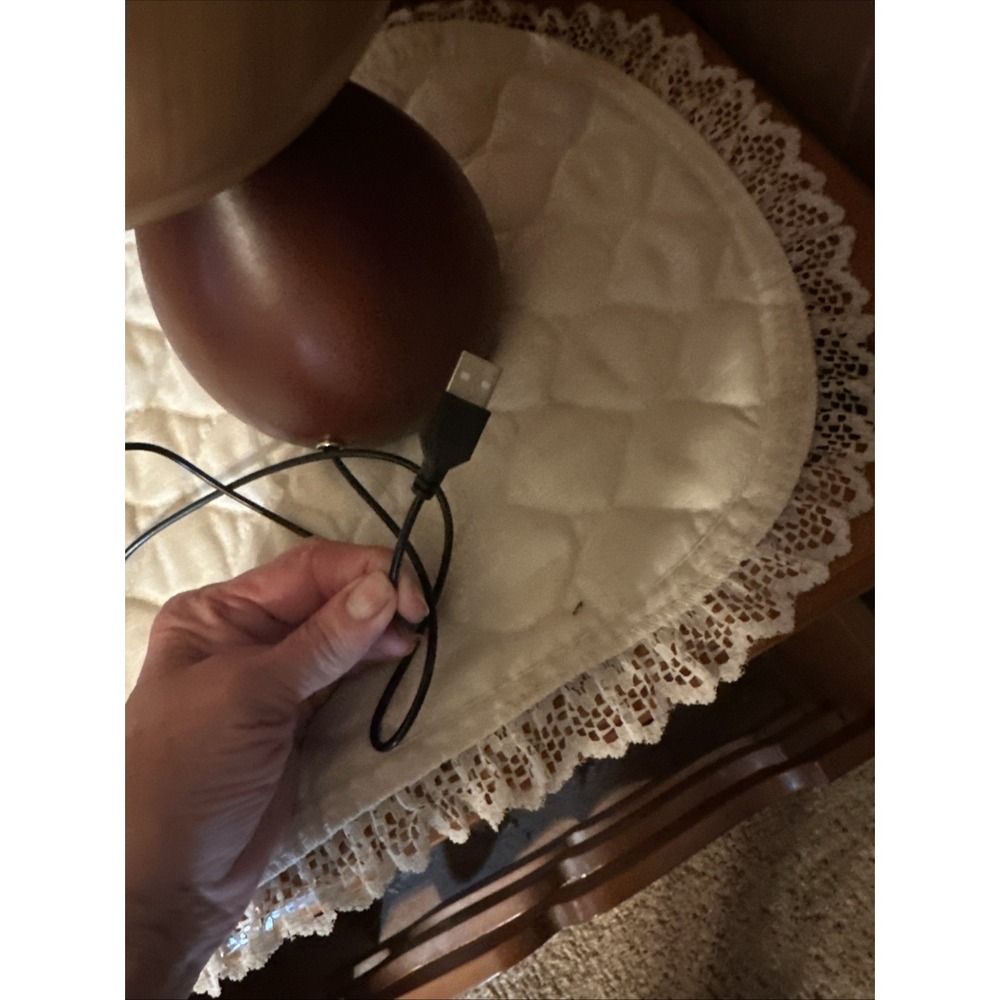 The Equinox Table Lamp LED Wooden Spheres Oak And Cherry Wood - Picture 8 of 8